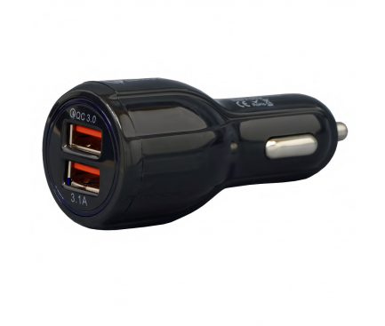 Incarcator Auto USB Spacer, Quick Charge, 2 X USB, Negru SP-QC-30 