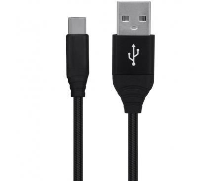 Cablu Date si Incarcare USB la USB Type-C Spacer Braided, 2.1A, 0.5 m, Negru SPDC-TYPEC-BRD-BK-0.5 