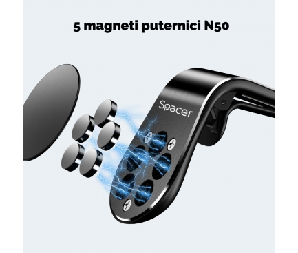 Suport Auto Magnetic Spacer, Universal, Negru SPT-MGN 