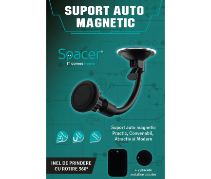 Suport Auto Magnetic Spacer, Universal, Negru SPT-MCH 