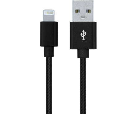 Cablu Date si Incarcare USB la Lightning Spacer Braided, 0.5 m, Negru SPDC-LIGHT-BRD-BK-0.5 