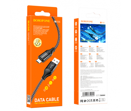 Cablu Date si Incarcare USB-A - microUSB Borofone BX56 Delightful, 18W, 1m, Negru