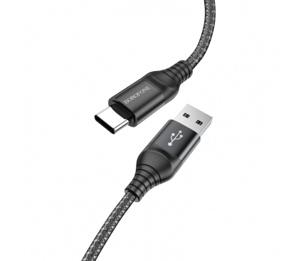Cablu Date si Incarcare USB la USB Type-C Borofone BX56 Delightful, 1 m, 2.4A, Negru 