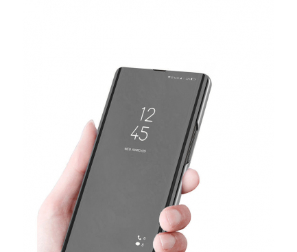 Husa Plastic OEM Clear View pentru Samsung Galaxy A73 5G, Neagra 