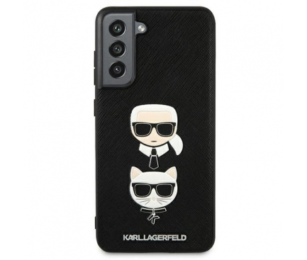 Husa Karl Lagerfeld Saffiano K&C Heads pentru Samsung Galaxy S21 FE 5G G990, Neagra KLHCS21FESAKICKCBK 