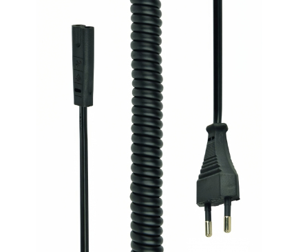 Cablu Incarcare Stecker - 2 Pini Gembird curled cord (C1), 1.8m, Negru PC-C1-VDE-1.8M