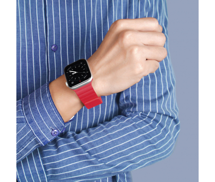 Bratara Ceas DUX DUCIS Magnetic pentru Apple Watch Series, 41/40/38mm, Rosie 
