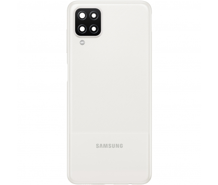 Capac Baterie Samsung Galaxy A12 A125, cu Geam Blitz - Geam Camera Spate, Alb, Swap