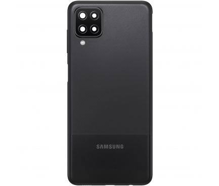 Capac Baterie Samsung Galaxy A12 A125, cu Geam Blitz - Geam Camera Spate, Negru, Swap