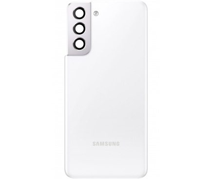 Capac Baterie - Geam Blitz - Geam Camera Spate Samsung Galaxy S21 5G G991, Alb, Swap 