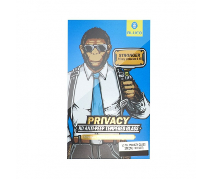 Folie de protectie Ecran Privacy Mr. Monkey Glass pentru Apple iPhone 11 Pro Max / XS Max, Sticla securizata, Full Glue, 5D
