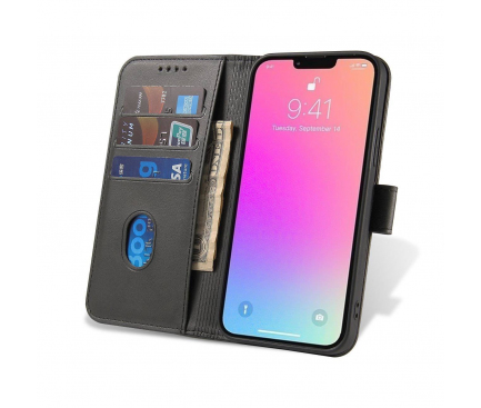 Husa Piele Ecologica OEM Smart Magnetic pentru Samsung Galaxy M33, Neagra 