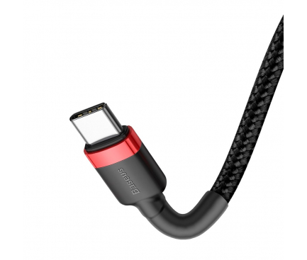 Cablu Date si Incarcare USB Type-C la USB Type-C Baseus Cafule, 1 m, 60W, 3A, Negru Rosu CATKLF-G91 