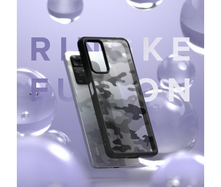 Husa Plastic - TPU Ringke Fusion Matte pentru Xiaomi Redmi Note 11 Pro 5G / Xiaomi Redmi Note 11 Pro, Camo, Neagra FM624E73 