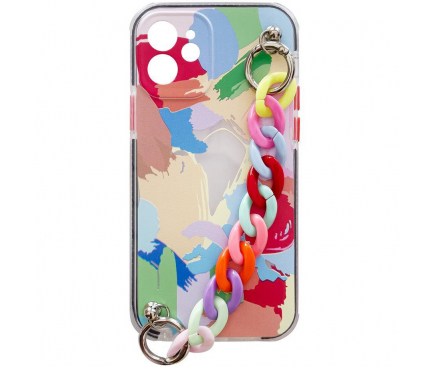Husa TPU OEM Color Chain pentru Samsung Galaxy A22 5G A226, Cu snur decorativ, Multicolora 