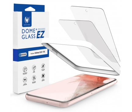 Folie Protectie Ecran Whitestone pentru Samsung Galaxy S22+ 5G S906, Sticla securizata, Full Cover, Full Glue, set 2 bucati 