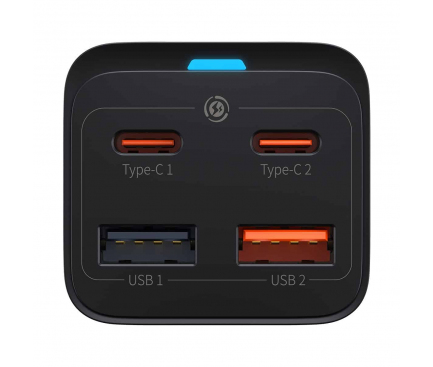 Incarcator Retea Cu Cablu USB-C Baseus GaN3 Pro, 65W, 3A, 2 x USB-A - 2 x USB-C, Negru CCGP040101