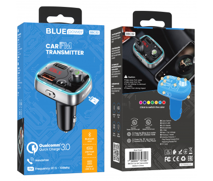 Modulator FM Bluetooth BLUE Power BBC32 Sunlight, 2 x USB-A