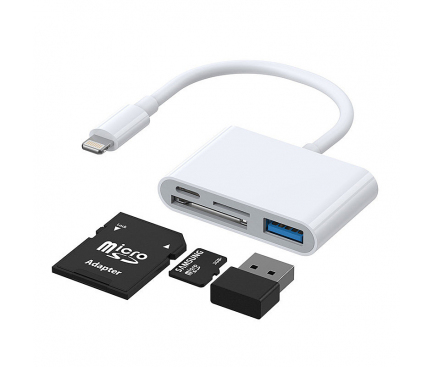 Adaptor OTG Lightning - USB-A /microSD Joyroom, Alb S-H142