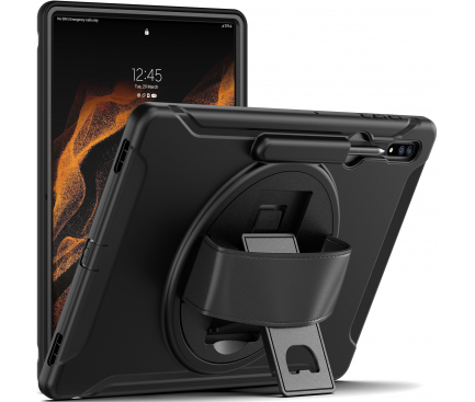 Husa pentru Samsung Galaxy Tab S8 Ultra, OEM, Rotativ 360, Neagra