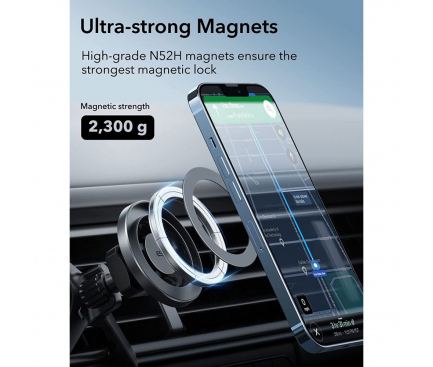 Suport Auto Magnetic ESR Halolock MagSafe, Metallic, Gri 