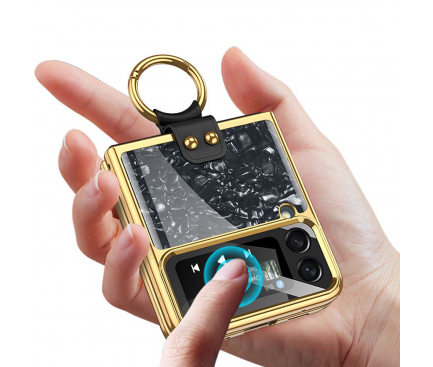 Husa Plastic - TPU Tech-Protect Mood Ring pentru Samsung Galaxy Z Flip4, Neagra Aurie 