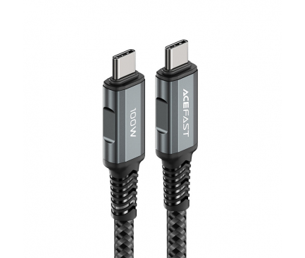 Cablu Date si Incarcare USB Type-C la USB Type-C Acefast C4-03, 2 m, 100W (20V / 5A) , PD, Gri 
