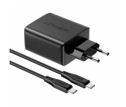 Incarcator Retea cu cablu USB Type-C Acefast, Quick Charge, 65W, 1 X USB - 2 x USB Tip-C, Negru