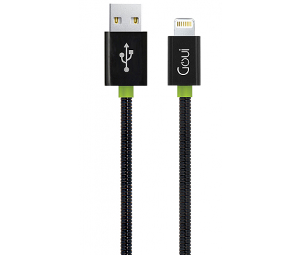 Cablu Date si Incarcare USB-A - Lightning Goui Metal Spring, 18W, 0.3m, Negru, Resigilat G-LC30-8PIN