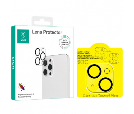 Folie Protectie Camera spate SiGN pentru Apple iPhone 14 / Apple iPhone 14 Plus, Sticla securizata, Full Cover SN-LSIP14 