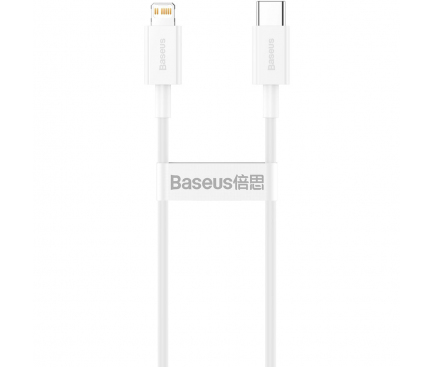 Cablu Date si Incarcare USB Type-C la Lightning Baseus Superior Series, 0.25 m, 20W, Alb CATLYS-02 