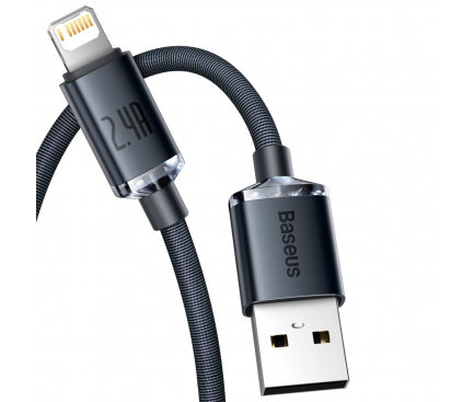 Cablu Date si Incarcare USB la Lightning Baseus Crystal Shine Series, 2 m, 2.4A, Negru 