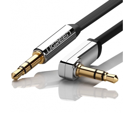Cablu Audio 3.5 mm la 3.5 mm UGREEN AV112, 1 m, Unghi 90, Negru 
