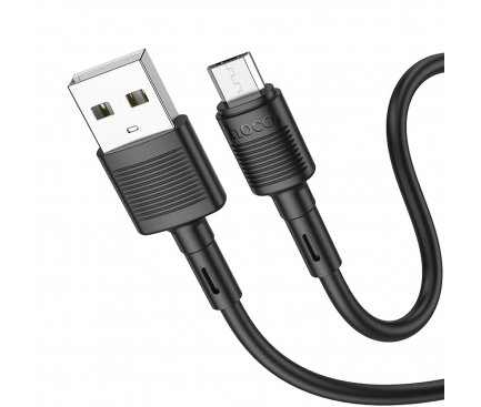 Cablu Date si Incarcare USB la MicroUSB HOCO X83 Victory, 1 m, 2.4A, Negru 
