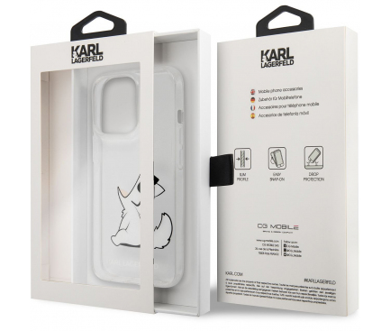 Husa Plastic - TPU Karl Lagerfeld Choupette Eat pentru Apple iPhone 14 Pro Max, Transparenta KLHCP14XCFNRC 
