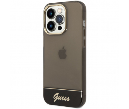 Husa pentru Apple iPhone 14 Pro Max, Guess, Camera Outline Translucent, Neagra GUHCP14XHGCOK 