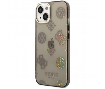 Husa Plastic - TPU Guess Peony Glitter pentru Apple iPhone 14, Neagra GUHCP14SHTPPTK 