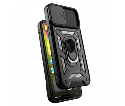Husa TPU OEM Slide Camera Armor pentru Samsung Galaxy A03 Core A032, Neagra 