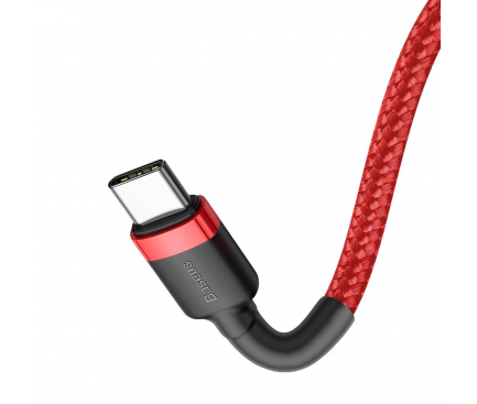 Cablu Date si Incarcare USB-C - USB-C Baseus Cafule, 60W, 2m, Rosu CATKLF-H09