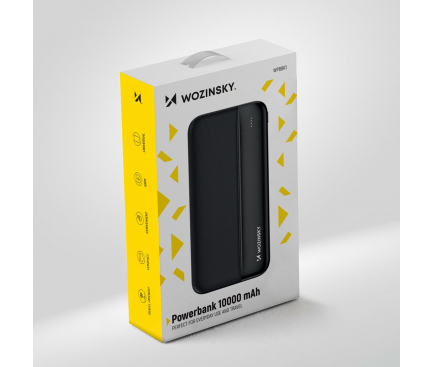 Baterie Externa WZK WPBBK1, 10000mAh, 10W, 2 x USB-A, Neagra WPBBK1