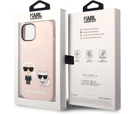 Husa MagSafe pentru Apple iPhone 14 Plus, Karl Lagerfeld, Liquid Silicone, Roz KLHMP14MSSKCI