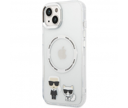 Husa Plastic - TPU Karl Lagerfeld MagSafe Compatible pentru Apple iPhone 14, Karl and Choupette, Transparenta KLHMP14SHKCT 