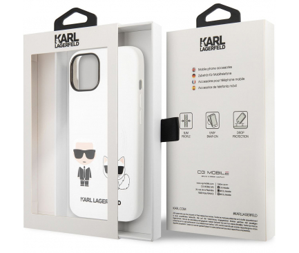 Husa pentru Apple iPhone 14, Karl Lagerfeld, Liquid Silicone, Alba KLHCP14SSSKCW