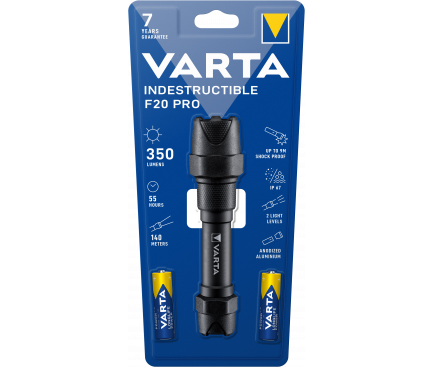 Lanterna LED Varta F20 Pro INDESTRUCTIBLE, 6W, 350 lm, IP67, Aluminiu, Gri, Resigilat 