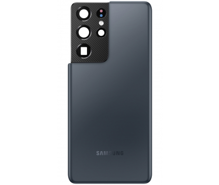 Capac Baterie - Geam Blitz - Geam Camera Spate Samsung Galaxy S21 Ultra 5G G998, Bleumarin, Swap 