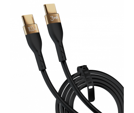 Cablu Date si Incarcare USB Type-C la USB Type-C 3MK Hyper Silicone, 2 m, PD 100W, Negru 