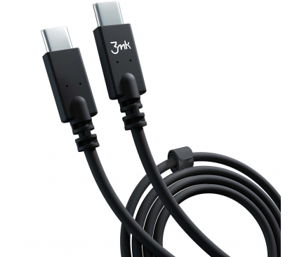 Cablu Date si Incarcare USB Type-C la USB Type-C 3MK Hyper Silicone, 1 m, PD 100W, Negru