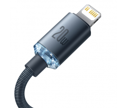 Cablu Date si Incarcare USB-C - Lightning Baseus Crystal Shine Braided, 20W, 2m, Negru CAJY000301