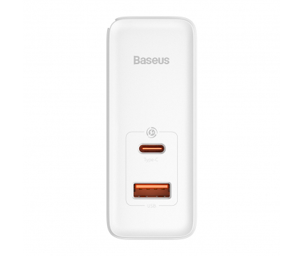 Incarcator Retea cu Cablu USB-C Baseus GaN5 Pro, 100W, 5A, 1 x USB-A - 1 x USB-C, Alb CCGP090202