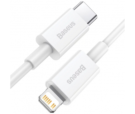 Cablu Date si Incarcare USB Type-C la Lightning Baseus Superior Series, 1.5 m, 20W, Alb CATLYS-B02 